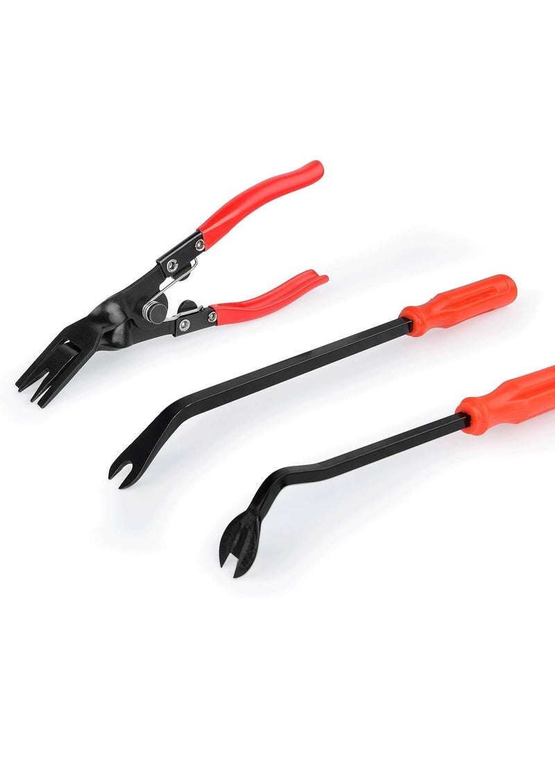 3 Pcs Clip Pliers Set & Fastener Remover-Auto Upholstery Combo Repair Kit With Storage Bag - Image 3